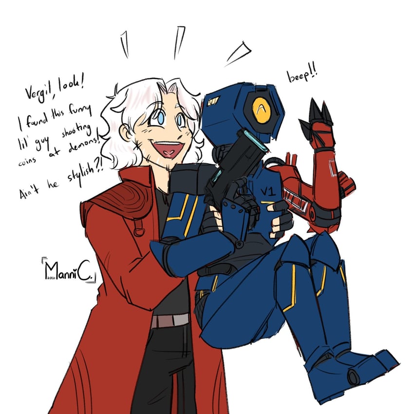 dante and v1 (devil may cry and 2 more) drawn by mannisheep