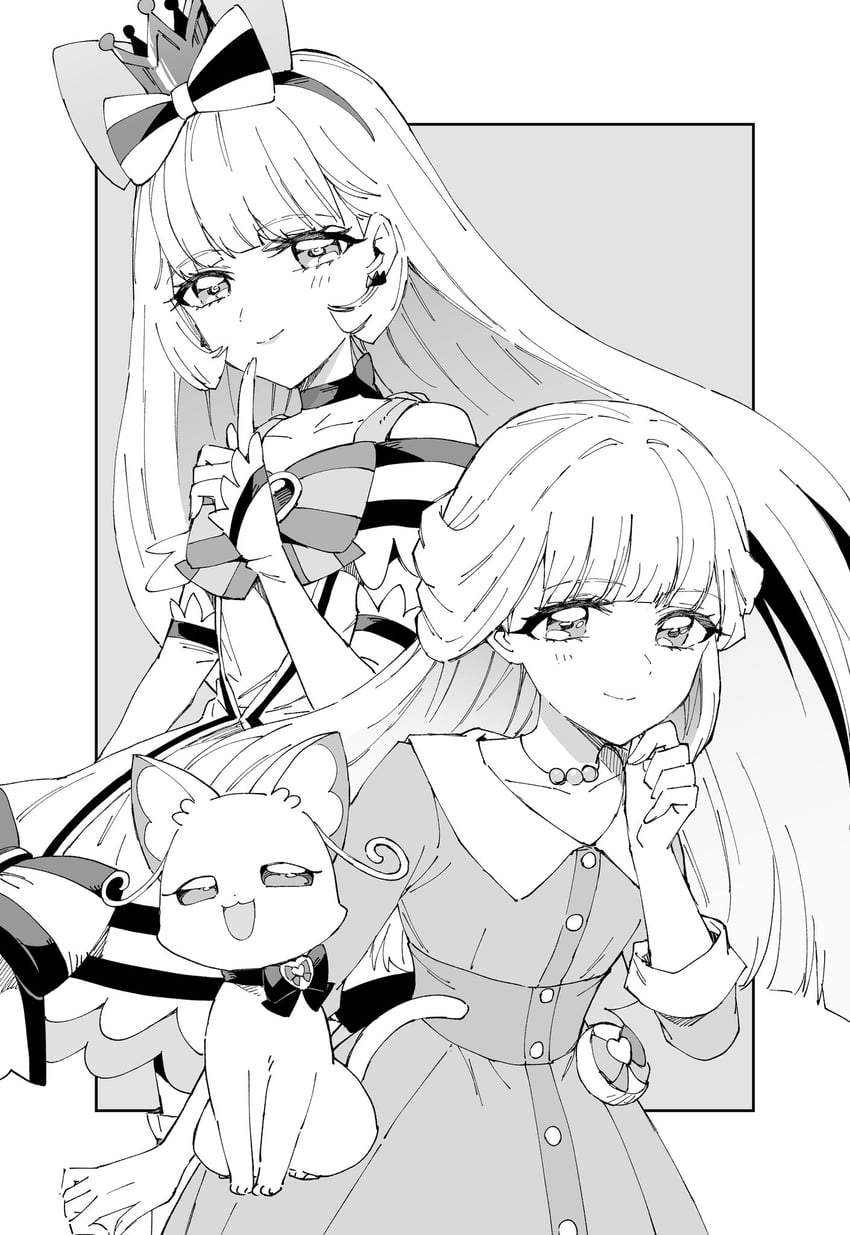 nekoyashiki yuki and cure nyammy (precure and 1 more) drawn by sharumon