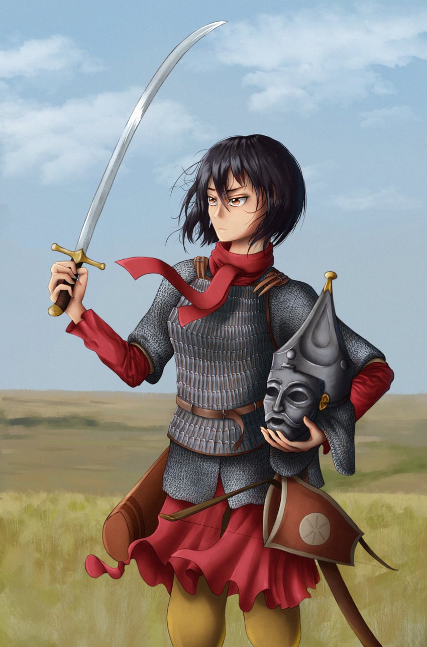 mikasa ackerman (shingeki no kyojin) drawn by comrade_potato