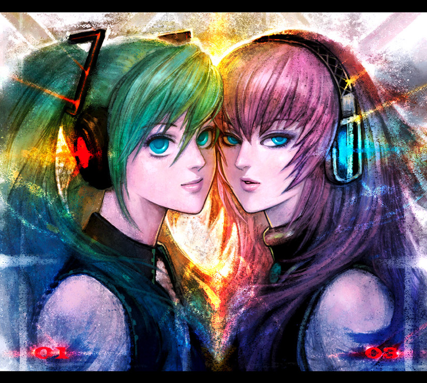 hatsune miku and megurine luka (vocaloid) drawn by arina_nary