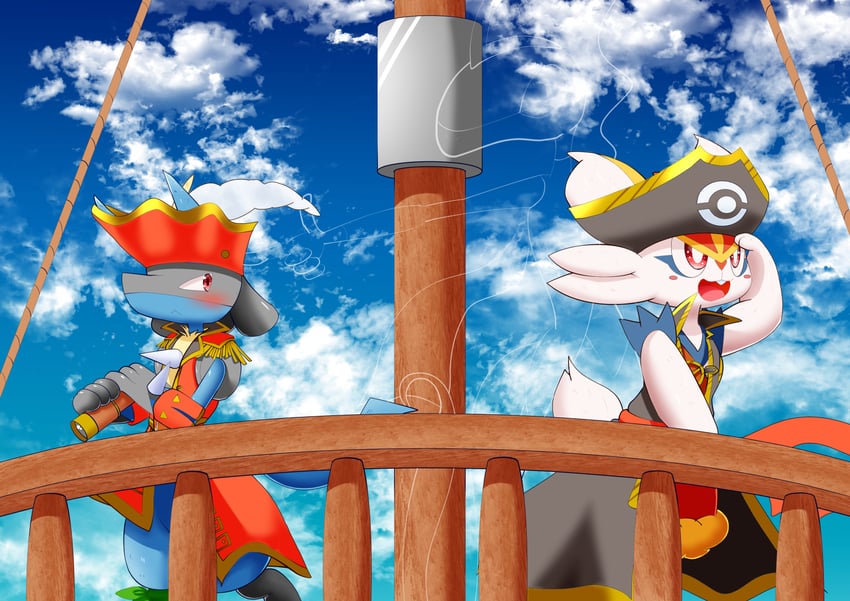 lucario and cinderace (pokemon and 1 more) drawn by dnmg