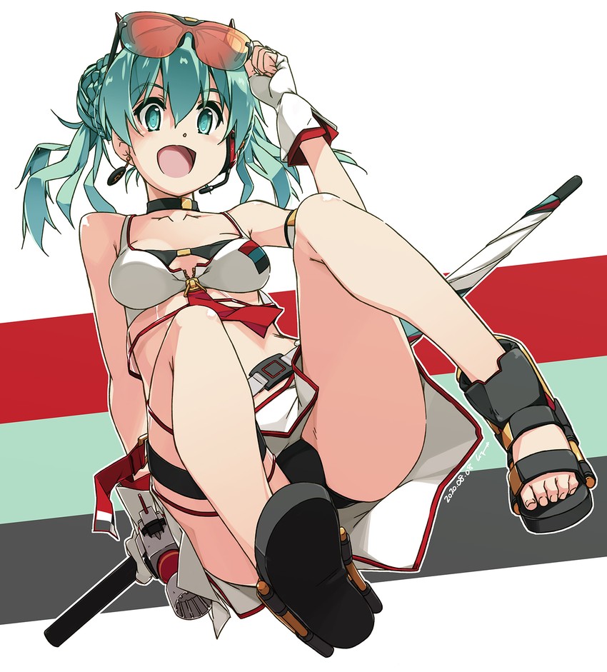 hatsune miku and racing miku (vocaloid and 1 more) drawn by shikei