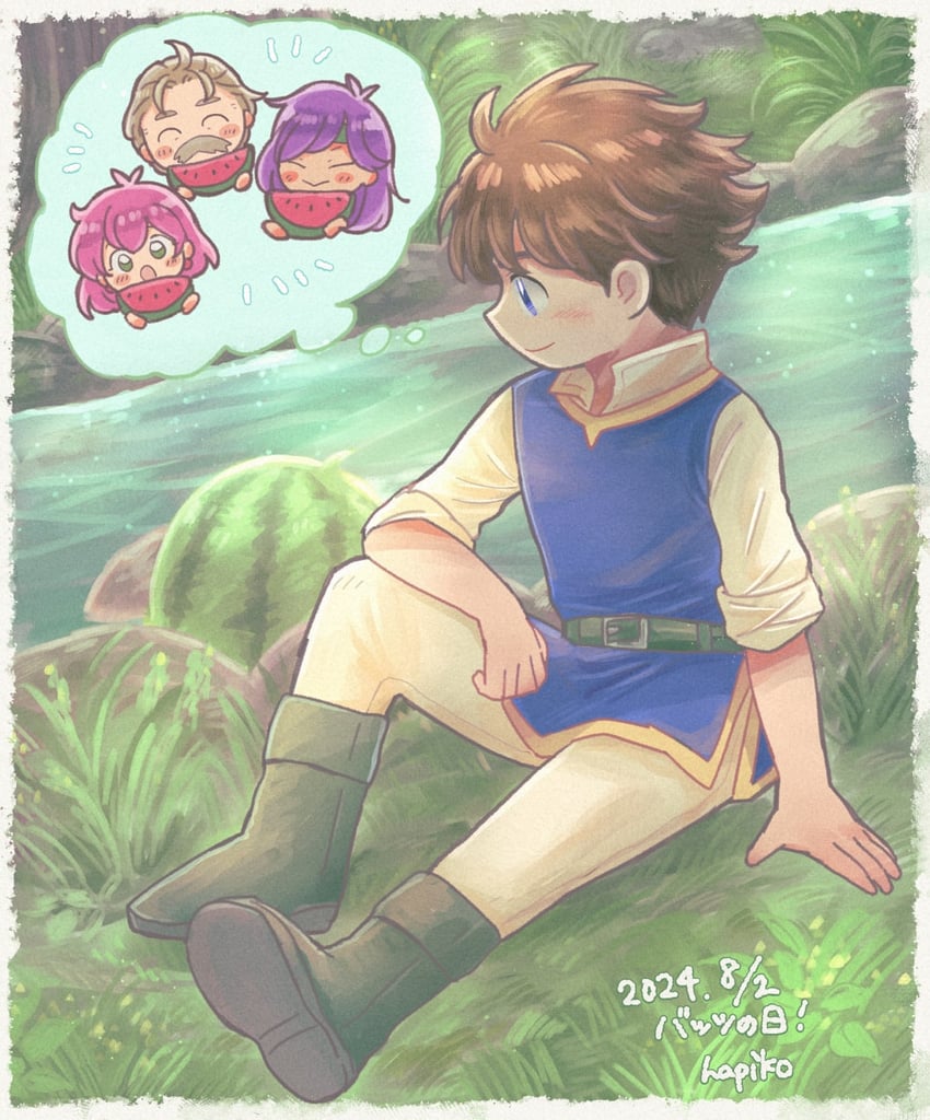 lenna charlotte tycoon, faris scherwiz, bartz klauser, and galuf halm baldesion (final fantasy and 1 more) drawn by hapiko_(hiyamugi_5555)