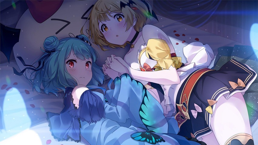 uruha rushia, yozora mel, and obake-chan (hololive) drawn by narumi_nanami
