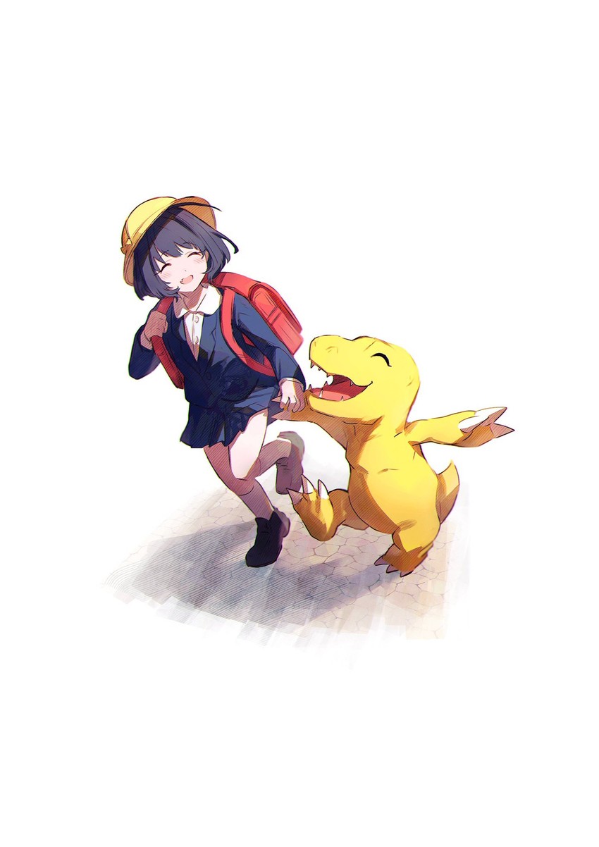 yumemi riamu and agumon (idolmaster and 3 more) drawn by hamachamu