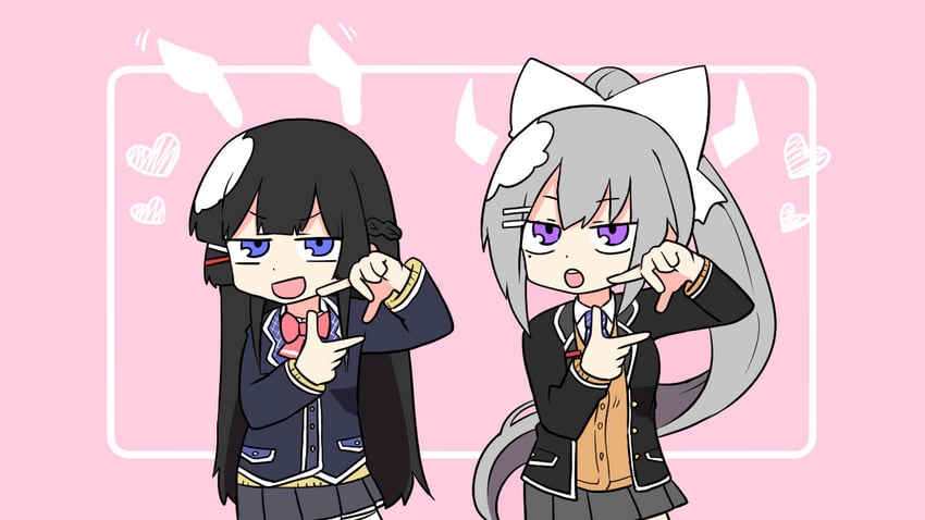 tsukino mito and higuchi kaede (nijisanji) drawn by rebecca_(keinelove)
