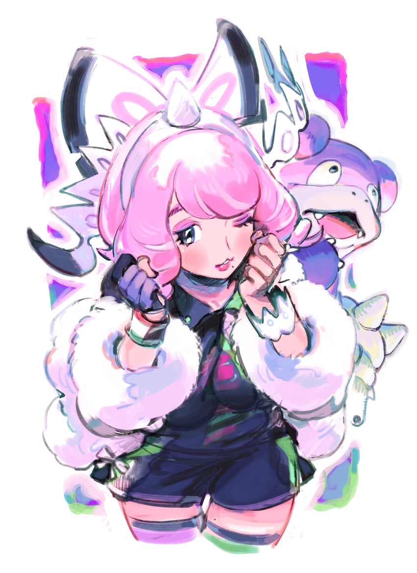 klara and galarian slowbro (pokemon and 1 more) drawn by puripoochin