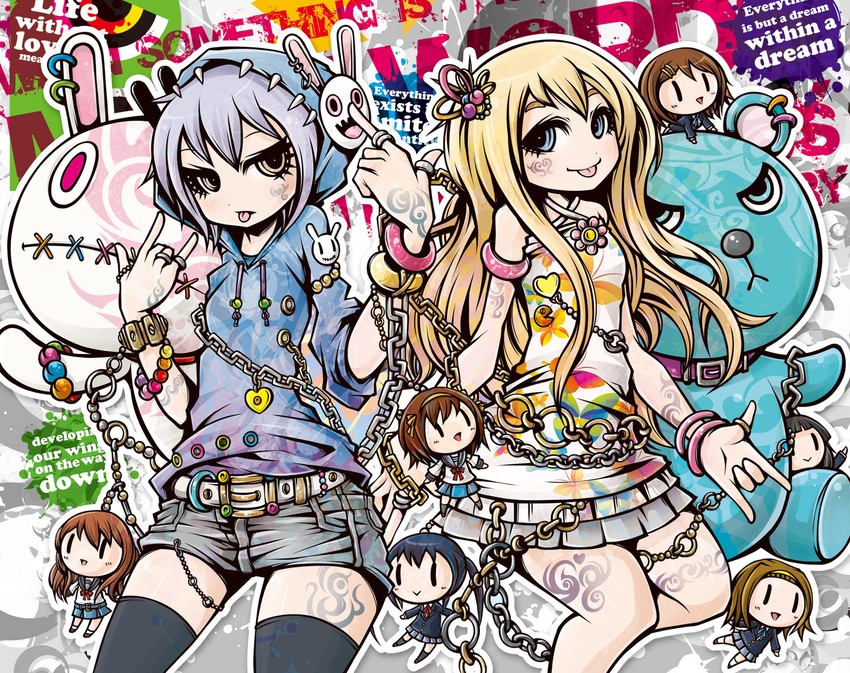 suzumiya haruhi, akiyama mio, nagato yuki, nakano azusa, hirasawa yui, and 3 more (k-on! and 1 more) drawn by project.c.k.