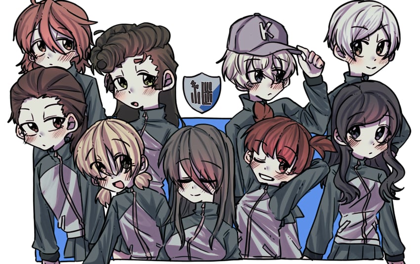 mika, aki, mikko, youko, yuri, and 4 more (girls und panzer) drawn by redfish_712