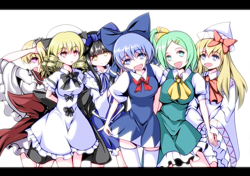 cirno, daiyousei, lily white, star sapphire, luna child, and 1 more (touhou and 1 more) drawn by merry_(diameri)