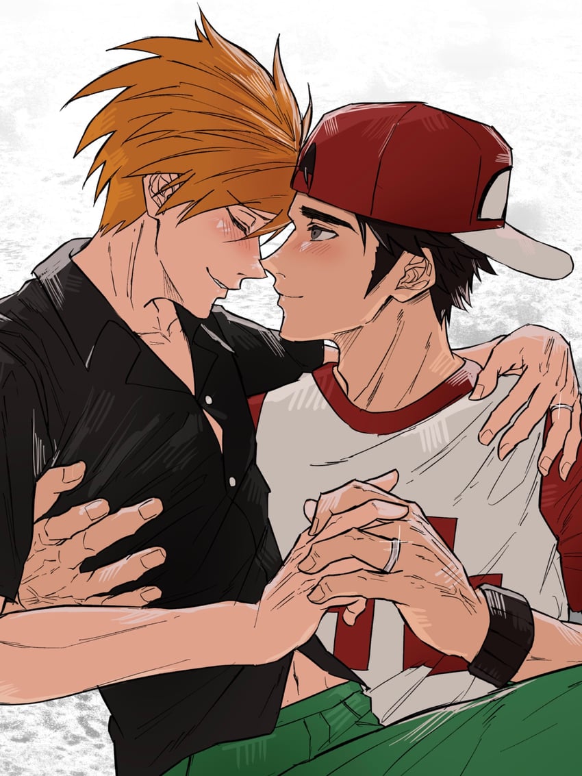 red and blue oak (pokemon and 1 more) drawn by sinm_i