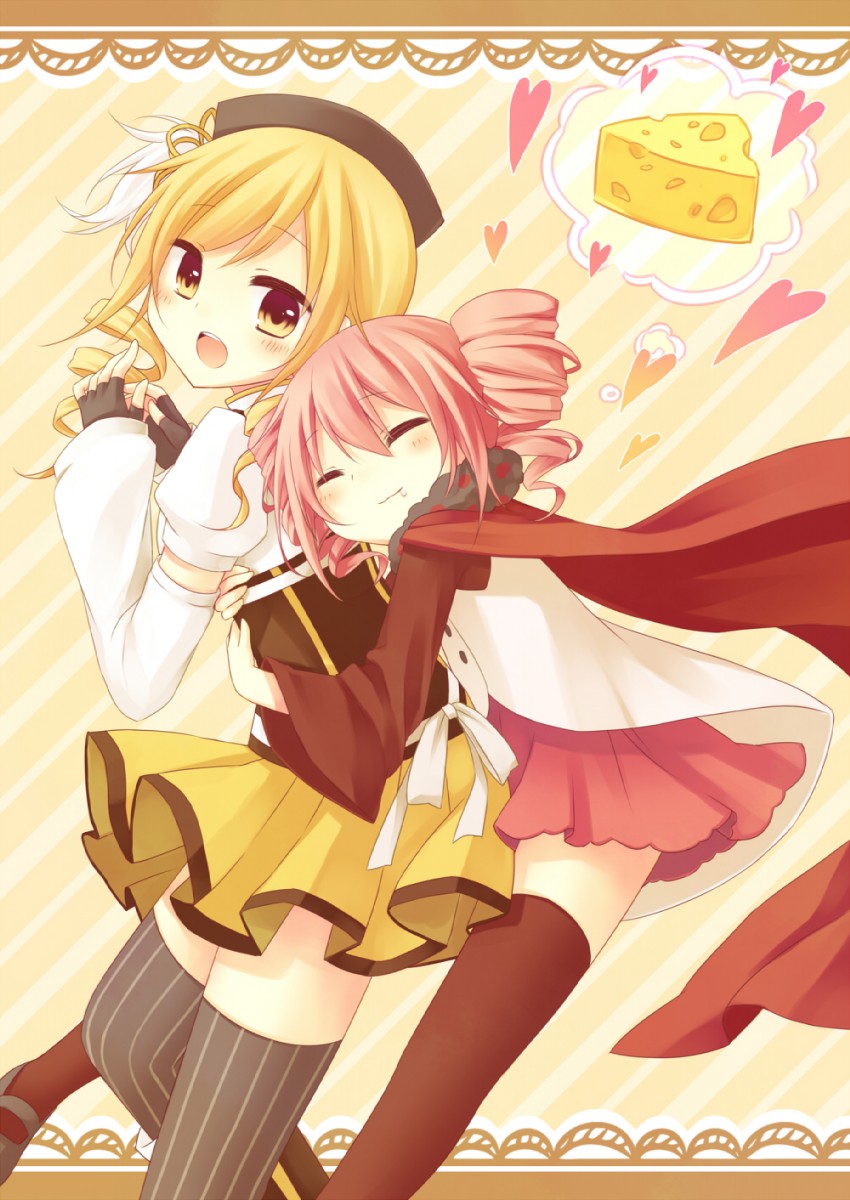 tomoe mami and charlotte (mahou shoujo madoka magica) drawn by amane_kurumi
