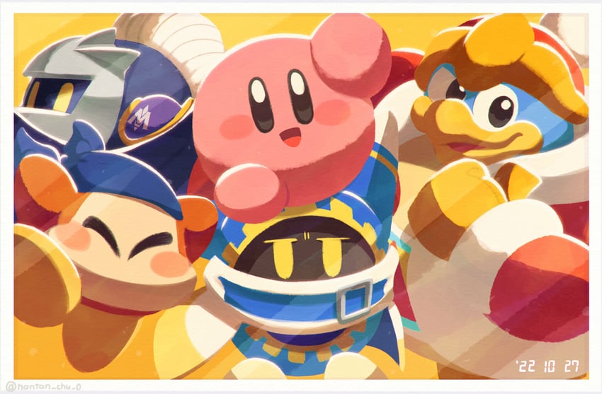 kirby, meta knight, king dedede, magolor, and bandana waddle dee (kirby and 1 more) drawn by nantan_chu_0