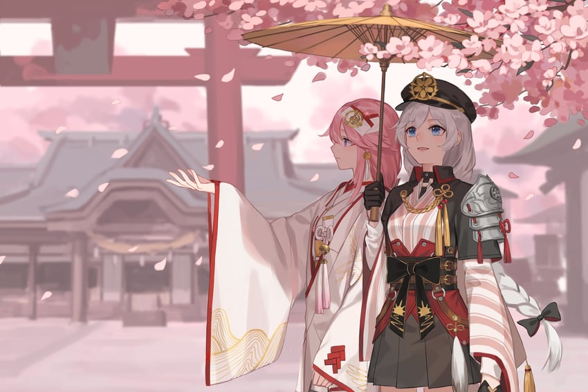 yae sakura and kallen kaslana (honkai and 1 more) drawn by bamboo_nima