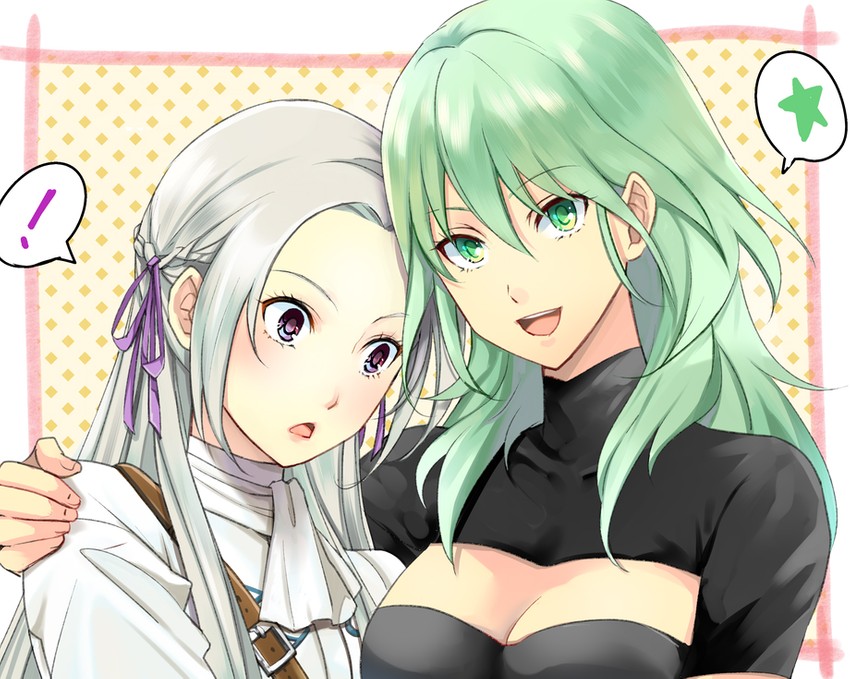 edelgard von hresvelg and female byleth (fire emblem and 1 more) drawn by anzk232