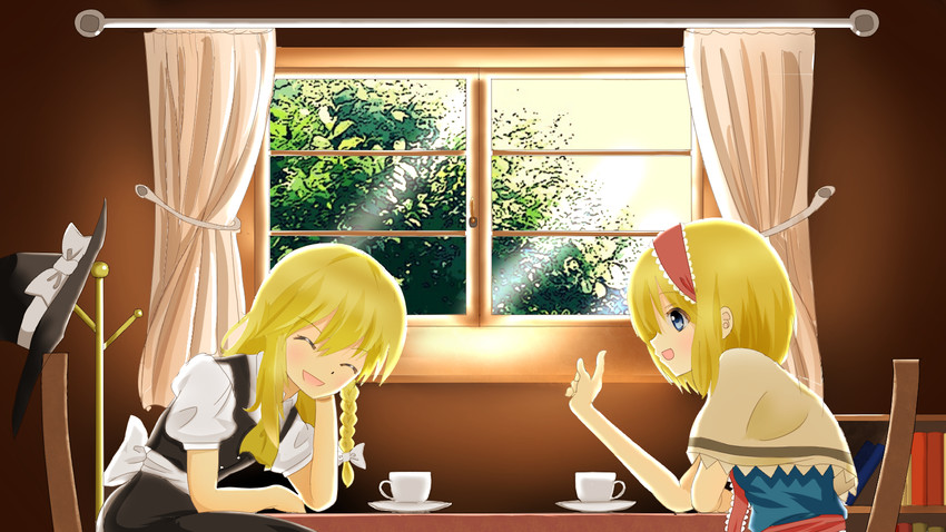 kirisame marisa and alice margatroid (touhou) drawn by indo_(mdtanaka2007)