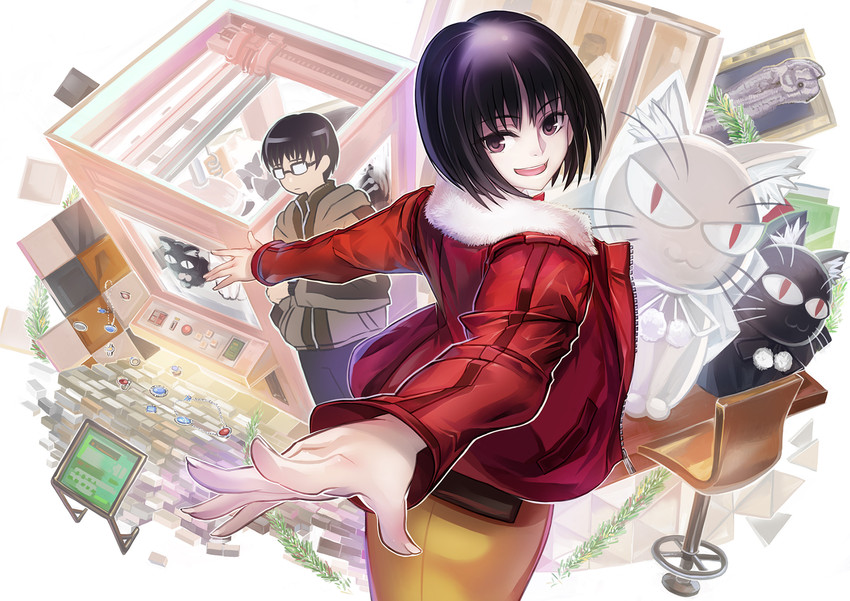 ryougi shiki, kokutou mikiya, len, and white len (kara no kyoukai) drawn by todee