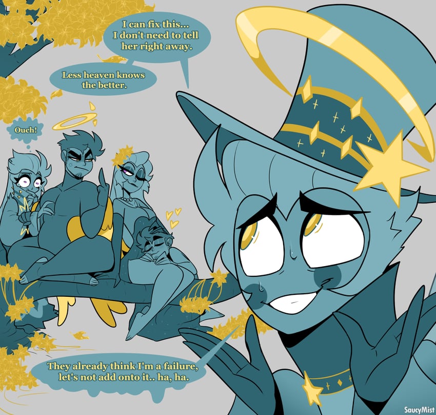 lucifer morningstar, lilith, and adam (hazbin hotel) drawn by saucymist