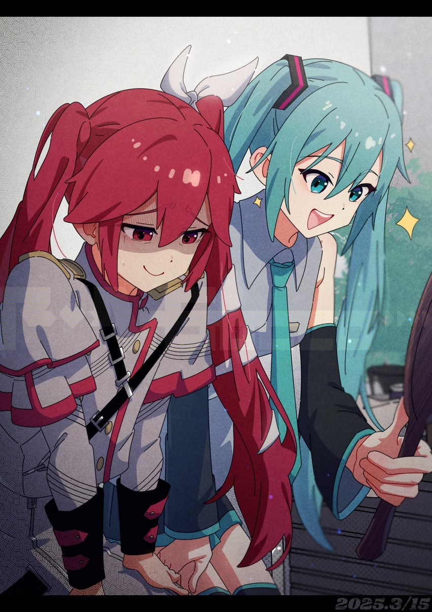 hatsune miku and kasane teto (vocaloid and 2 more) drawn by fin_gocco