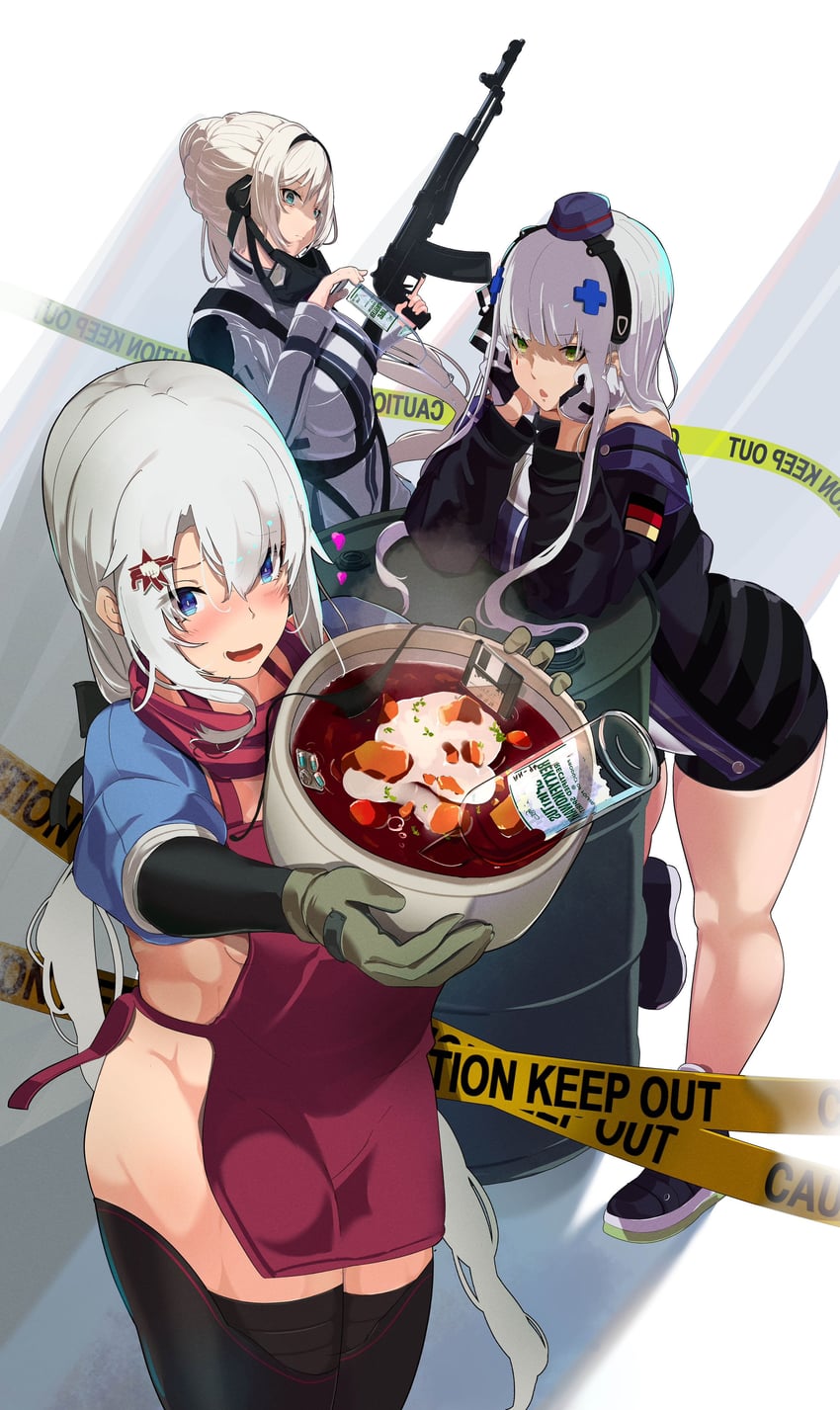 hk416, an-94, and 9a-91 (girls' frontline) drawn by pez_(pezqaq1)