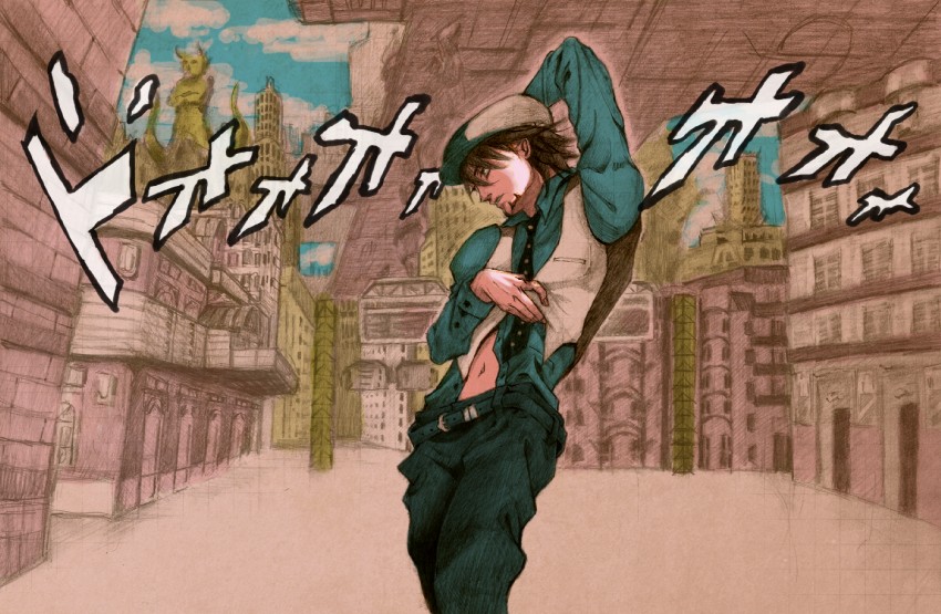 kaburagi t. kotetsu and kishibe rohan (jojo no kimyou na bouken and 3 more) drawn by kuronose