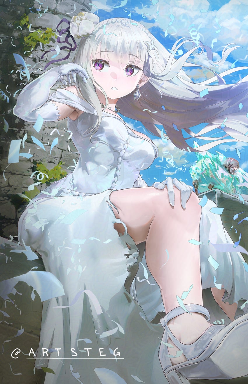 emilia (re:zero kara hajimeru isekai seikatsu) drawn by stegart