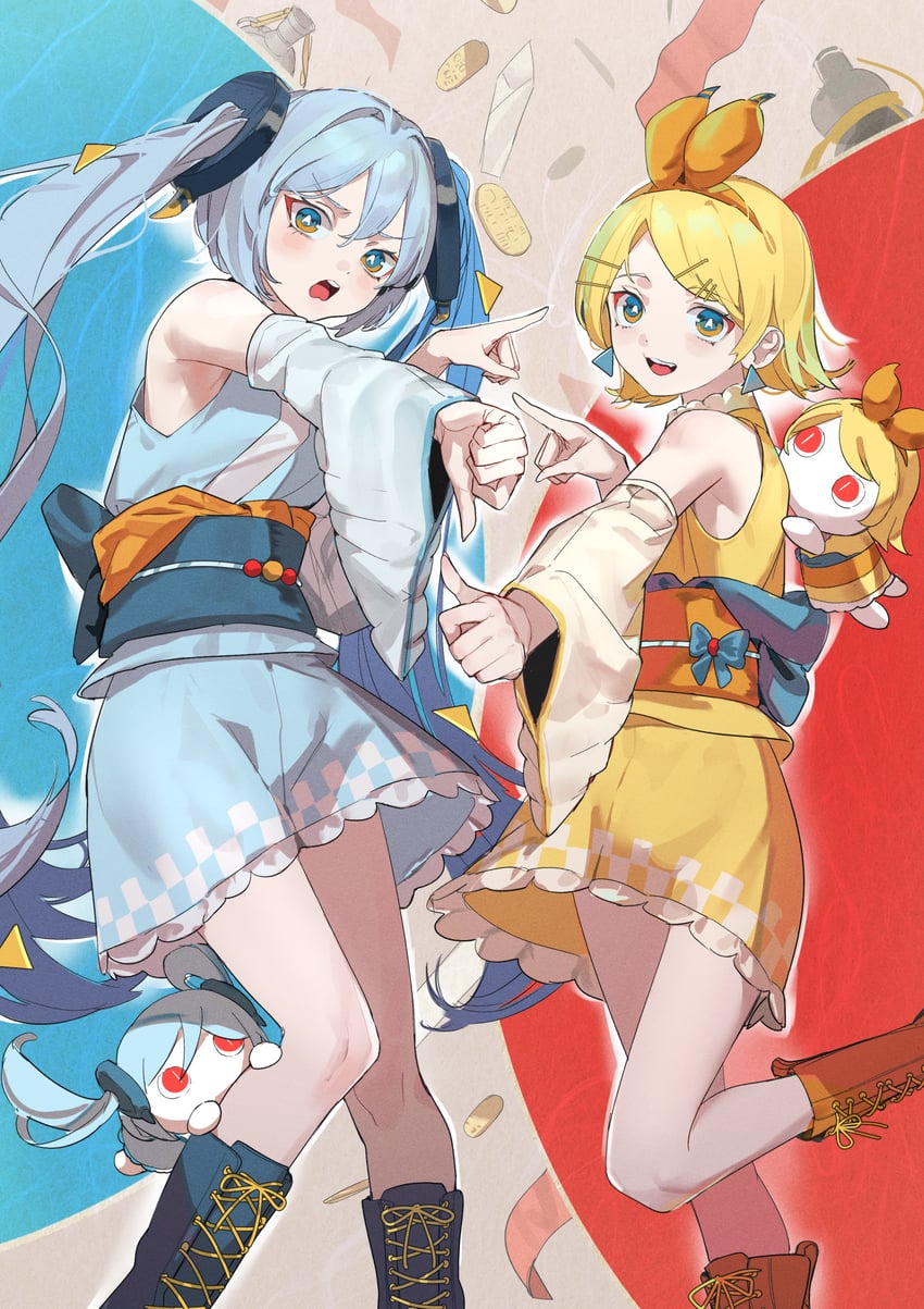 hatsune miku, kagamine rin, and aimaina (vocaloid and 1 more) drawn by nik_ibi