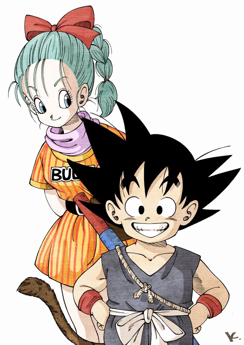 son goku and bulma (dragon ball) drawn by kakeru_(dbskakeru)