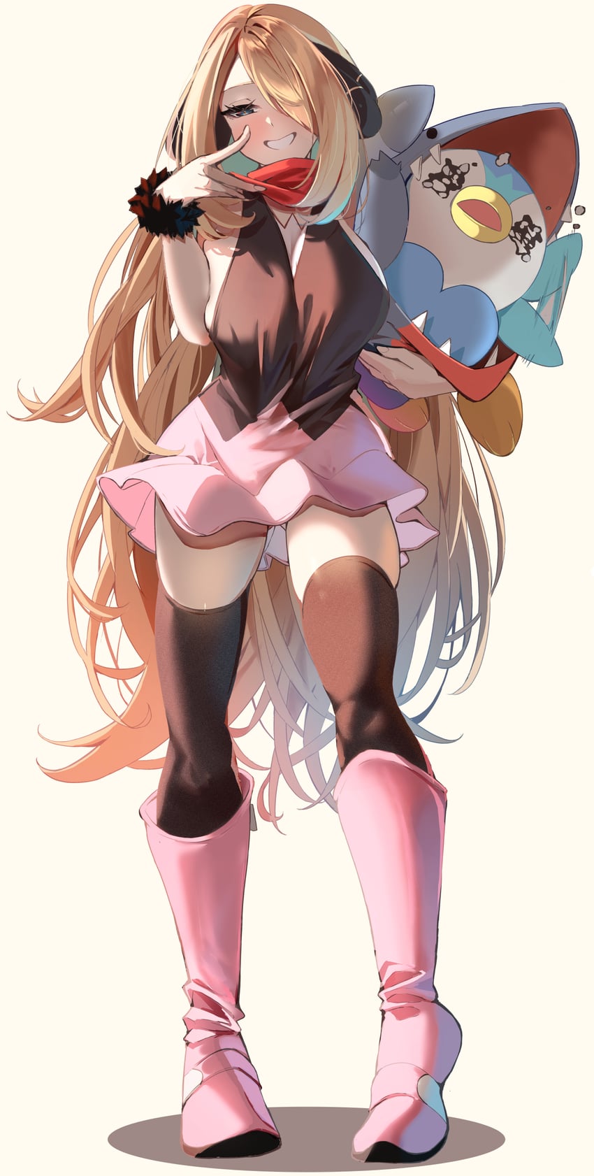 dawn, cynthia, piplup, and gible (pokemon and 1 more) drawn by momdy_(talesshinja)