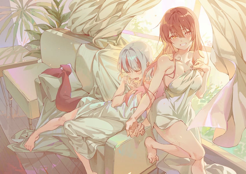 houshou marine and gawr gura (hololive and 3 more) drawn by hxxg