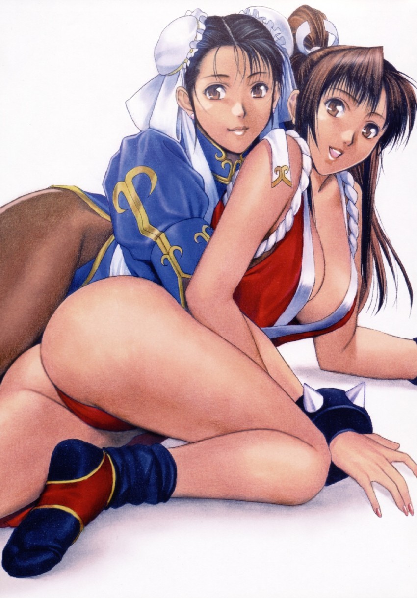 chun-li and shiranui mai (street fighter and 2 more) drawn by homare_(fool's_art)