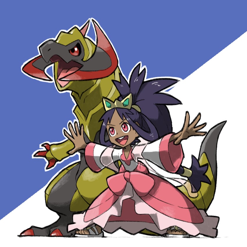 iris and haxorus (pokemon and 1 more) drawn by blacknirrow