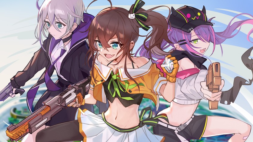 tokoyami towa, natsuiro matsuri, and kaga sumire (hololive and 3 more) drawn by dark_talker