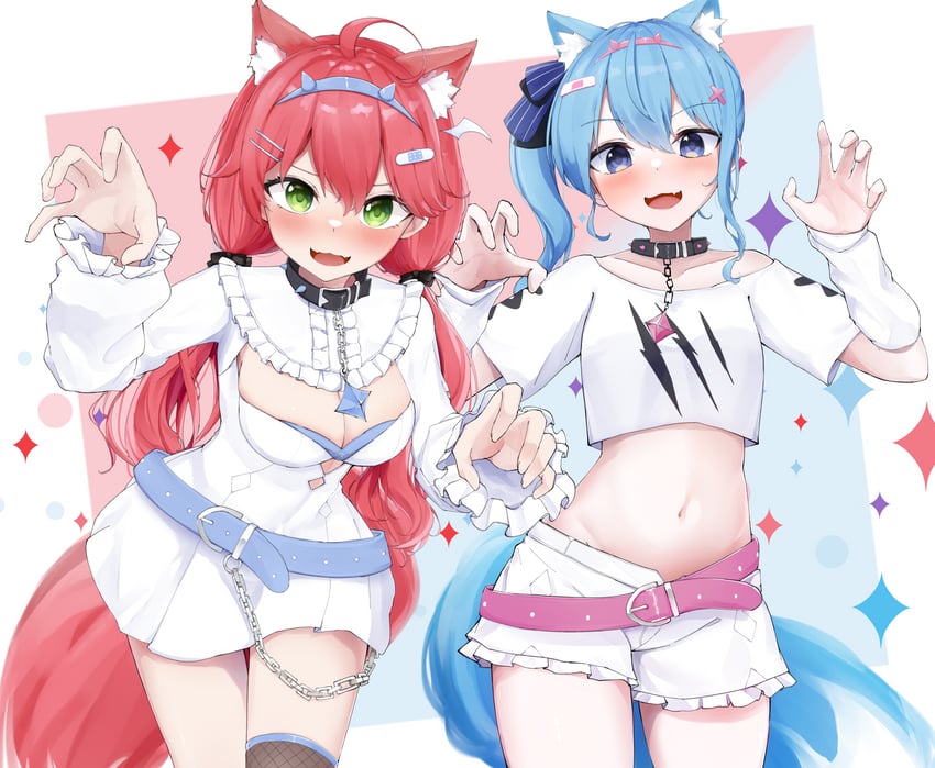hoshimachi suisei, sakura miko, fuwawa abyssgard, and mococo abyssgard (hololive and 1 more) drawn by miixxc