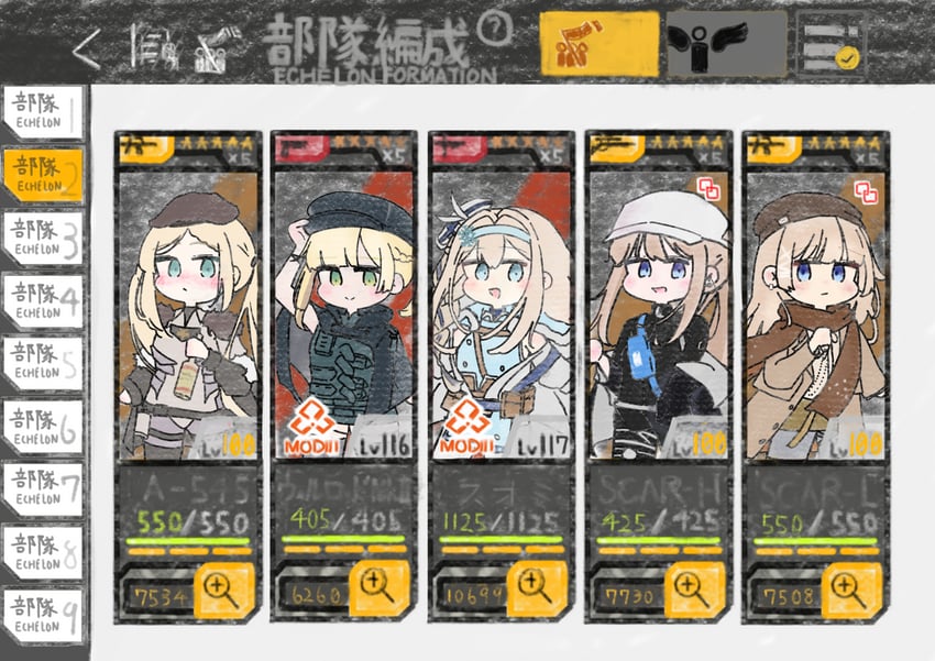 suomi, welrod mkii, scar-h, scar-l, and a-545 (girls' frontline) drawn by avocado_crusher