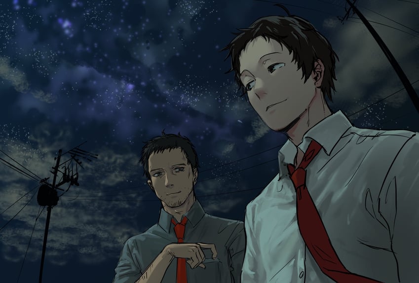adachi tooru and doujima ryoutarou (persona and 1 more) drawn by morrisuit