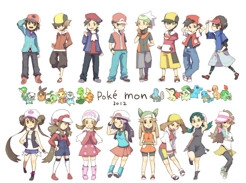 dawn, may, rosa, hilda, red, and 24 more (pokemon and 10 more) drawn by hasumiya