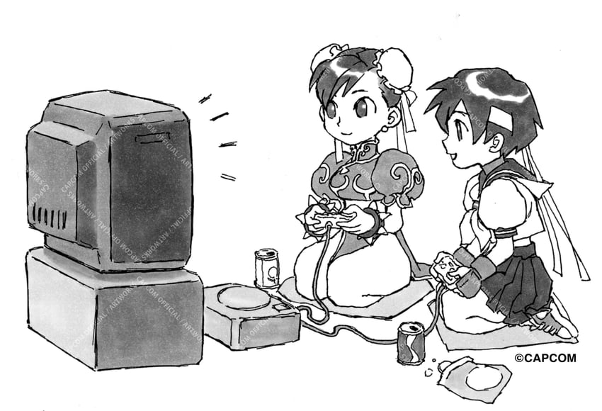 chun-li and kasugano sakura (street fighter) drawn by nishimura_kinu