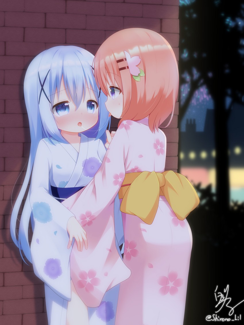 kafuu chino and hoto cocoa (gochuumon wa usagi desu ka?) drawn by shirano_riru