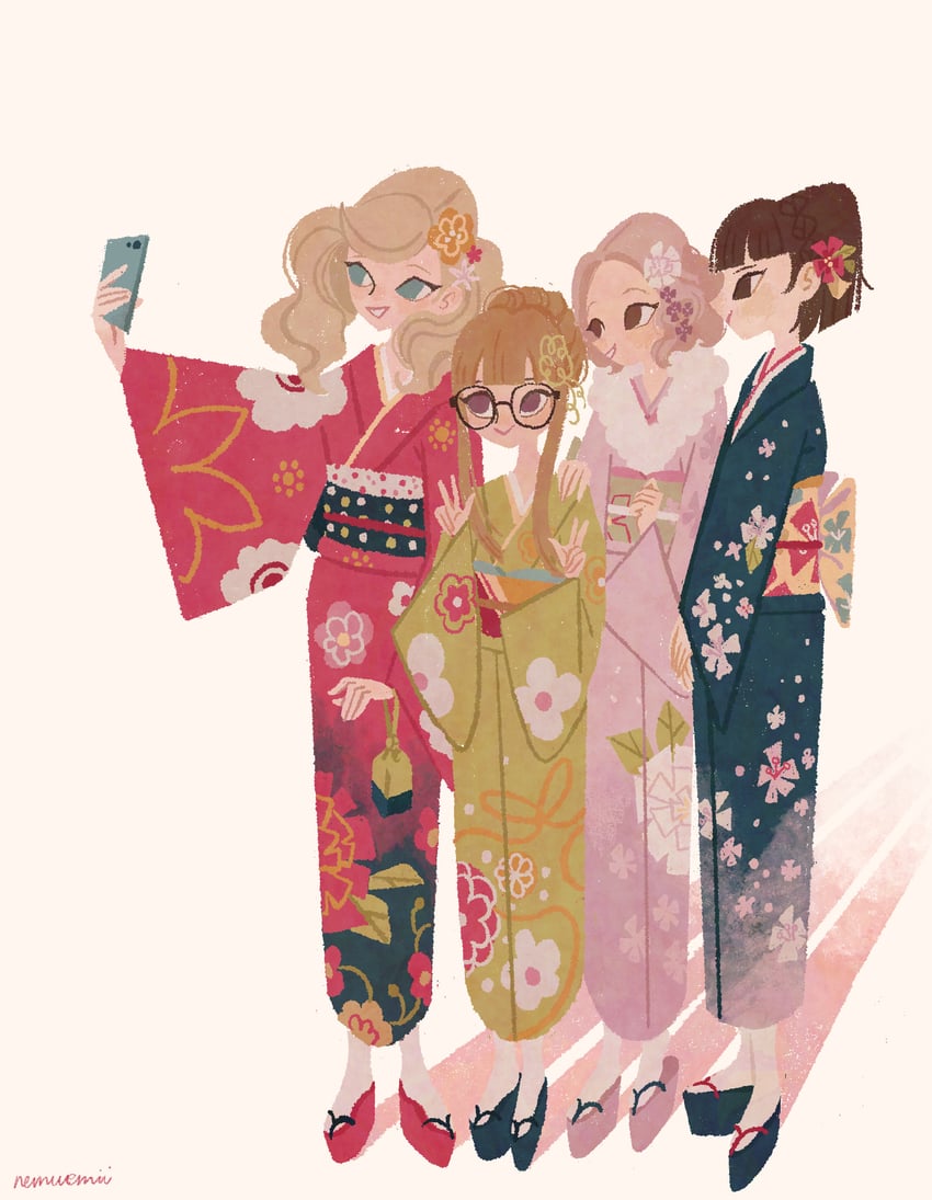takamaki anne, sakura futaba, niijima makoto, and okumura haru (persona and 1 more) drawn by nemuemii