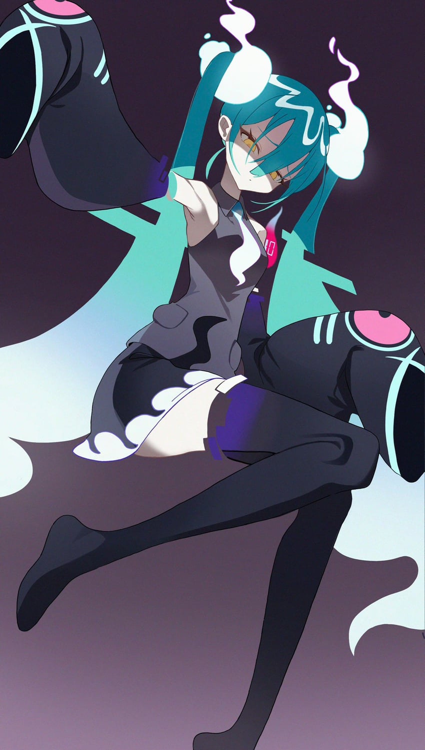 hatsune miku and ghost miku (pokemon and 2 more) drawn by cyan_yu