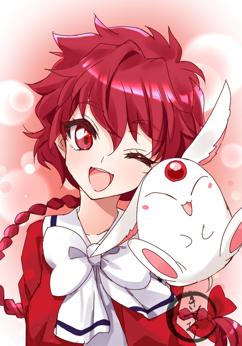 shidou hikaru and mokona (magic knight rayearth) drawn by kimiori_(yuapple241)