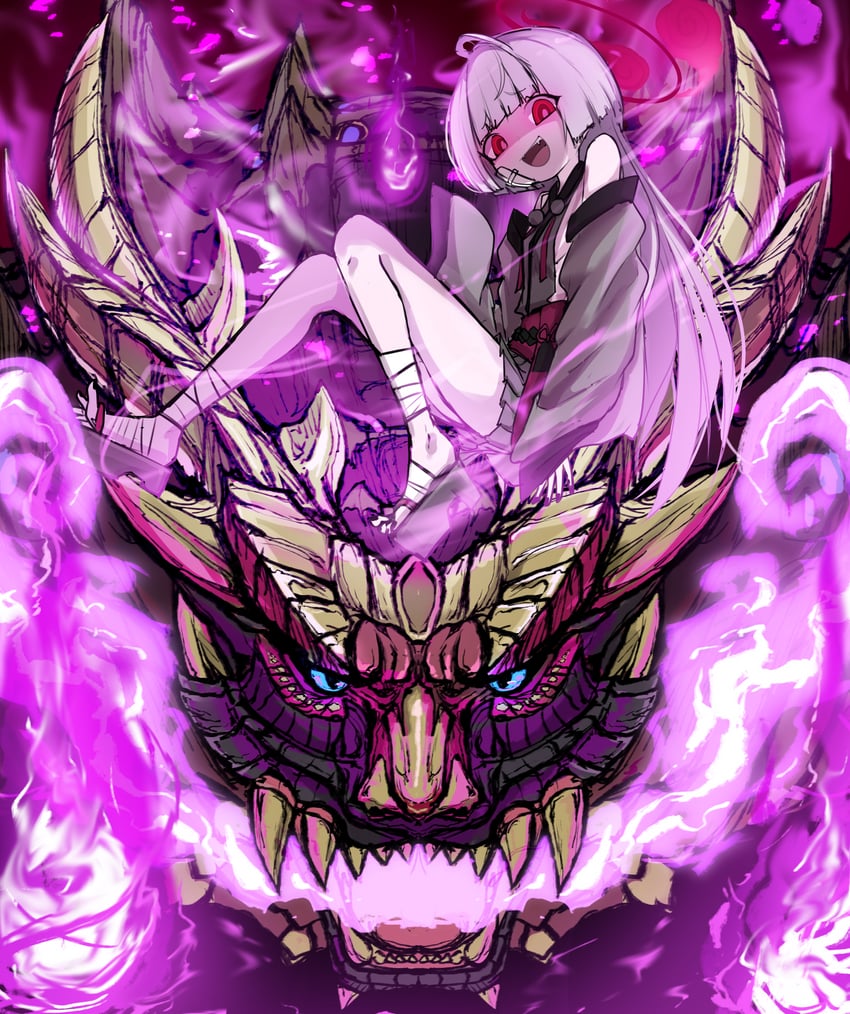 shuro and magnamalo (blue archive and 2 more) drawn by nubebenbe