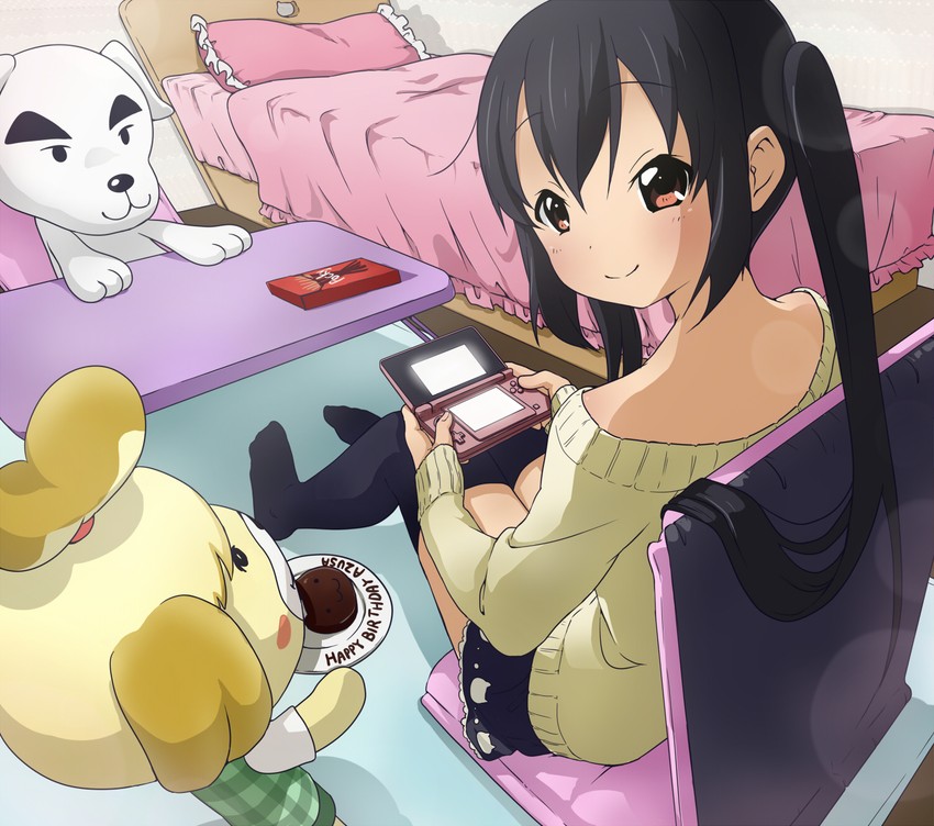 nakano azusa, isabelle, and k.k. slider (k-on! and 1 more) drawn by neki_(wakiko)