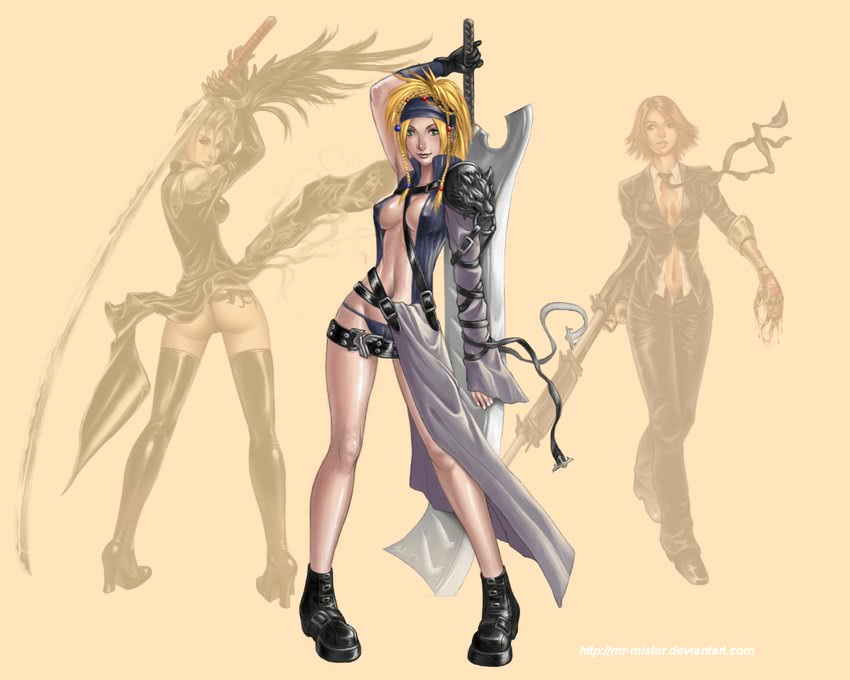 cloud strife, sephiroth, vincent valentine, yuna, rikku, and 1 more (final fantasy and 4 more) drawn by minh_do