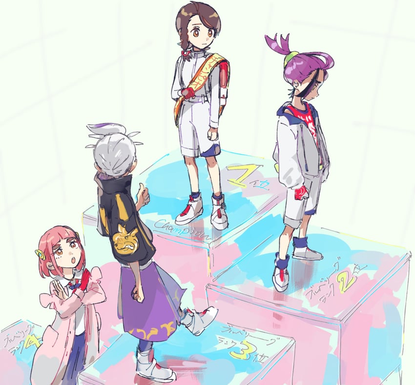 kieran, juliana, lacey, and drayton (pokemon and 1 more) drawn by a_ona_(a_onam)