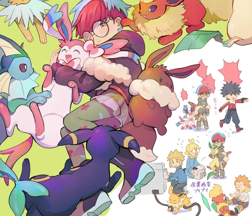 sylveon, umbreon, vaporeon, leafeon, flareon, and 6 more (pokemon and 5 more) drawn by huan_li