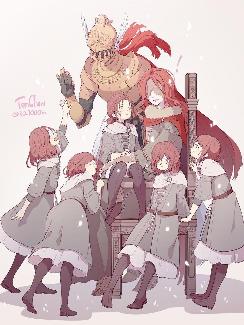 malenia blade of miquella, millicent, cleanrot knight finlay, amy third sister, polyanna youngest sister, and 2 more (elden ring) drawn by 10_1000ri