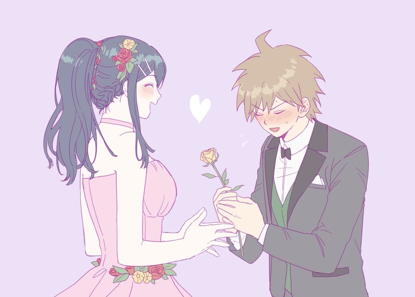 naegi makoto and maizono sayaka (danganronpa and 1 more) drawn by bibi_(p_pp8888)