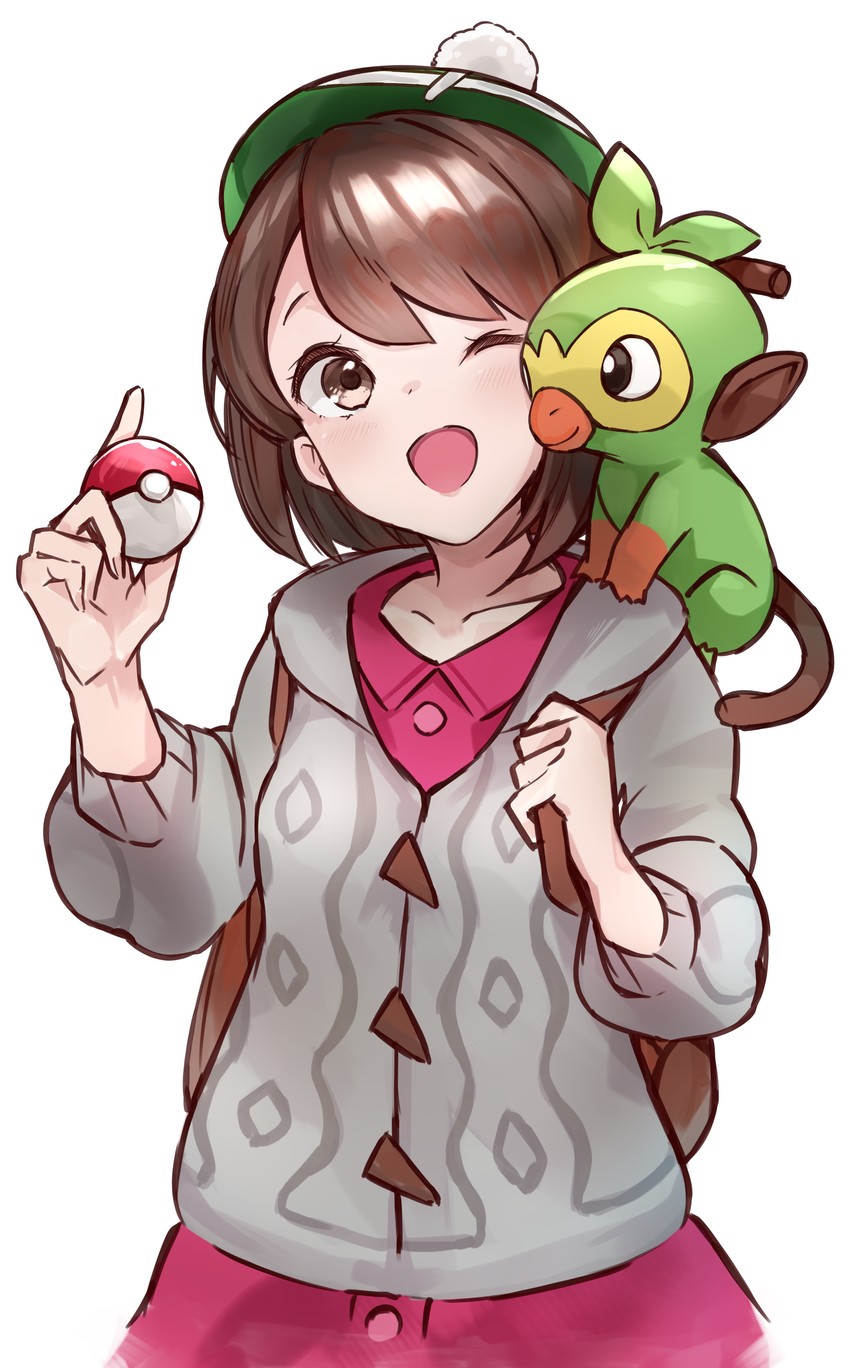 gloria and grookey (pokemon and 1 more) drawn by catumi_(ta938_ka23)